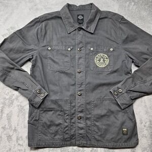 Harley Davidson Workwear Button Up Shirt Mens Large Gray Logo Biker Long Sleeve